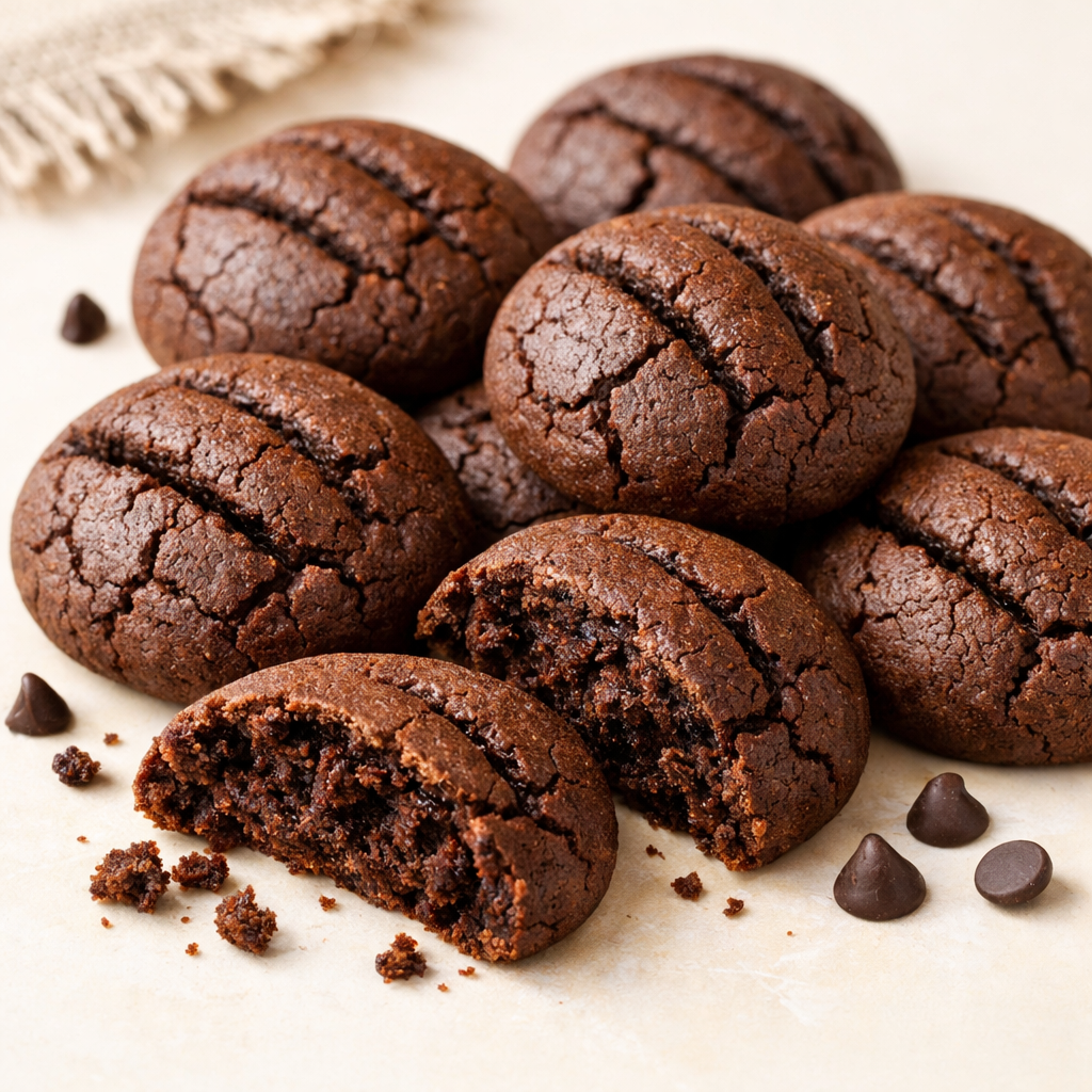 El yapımı çikolatalı kurabiyeler, taze fırınlanmış